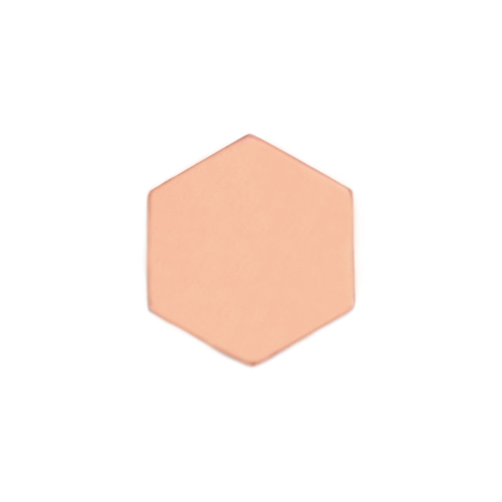 Metal Stamping Blanks Copper Hexagon 18.5mm (.73"), 20 Gauge, Pack of 5